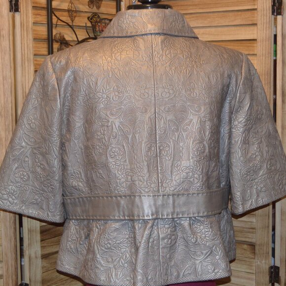 Peter Nygard 16 Dark Silver Genuine Leather Jacket Crystal Buttons - Picture 3 of 11